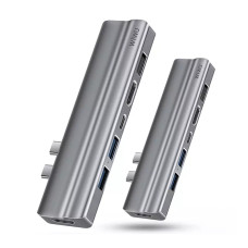 Перехідник для Макбука (Юсб Хаб) Адаптер 8 в 1 WIWU T9 HUB (Type-C до USB 3.0, USB 2.0, HDMI, SD, TF, PD) Gray