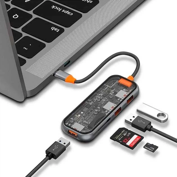 Адаптер Wiwu CB005 USB-C Hub Cyber 5in1 (Gray)