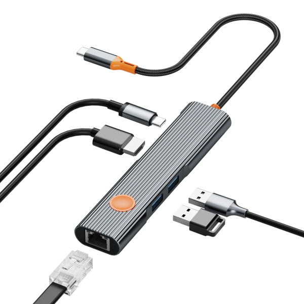 Адаптер Wiwu Cyber HB005 USB-C Hub 5in1 (Gray)