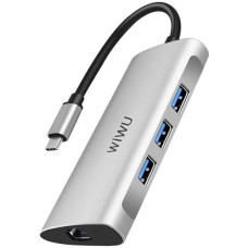 Адаптер WIWU Adapter Alpha 631STR 6in1 (3xUSB3.0+RJ45+SD+TF Card) Silver
