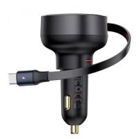 АЗУ Baseus Enjoyment Pro Car Charger USB  + Retractable C & iP Cable 60w (Black)
