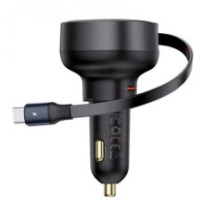 АЗП Baseus Enjoyment Pro Car Charger USB  + Retractable C & iP Cable 60w (Black)