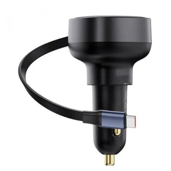 АЗУ Baseus Enjoyment Pro Car Charger USB  + Retractable C & iP Cable 60w (Black)