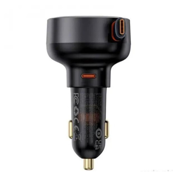 АЗУ Baseus Enjoyment Pro Car Charger USB  + Retractable C & iP Cable 60w (Black)