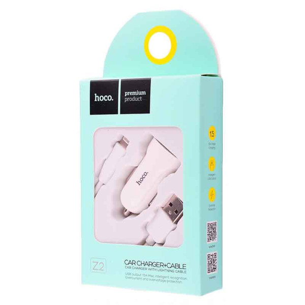 Автомобильное зарядное устройство Hoco Z2 + Lightning Cable
