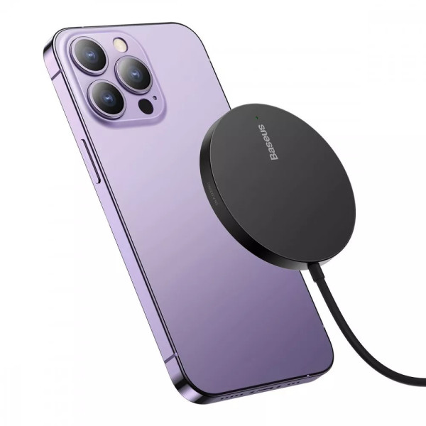 Беспроводной ЗП Baseus Simple Mini3 Magnetic Wireless Charger 15W (Black)