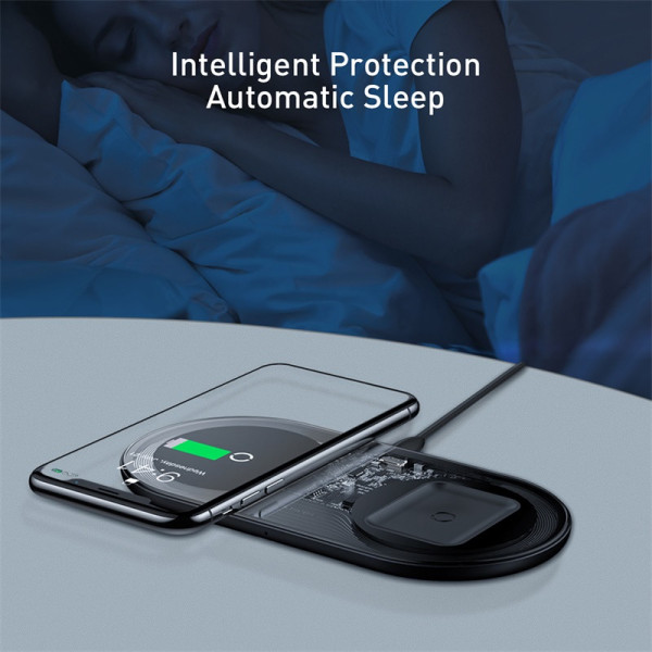 Бездротовий зарядний пристрій Baseus Simple Wireless Charger 18W Max 2в1 (Black)
