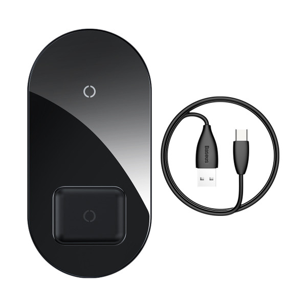 Бездротовий зарядний пристрій Baseus Simple Wireless Charger 18W Max 2в1 (Black)