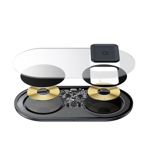 Бездротовий зарядний пристрій Baseus Simple Wireless Charger 18W Max 2в1 (Black)