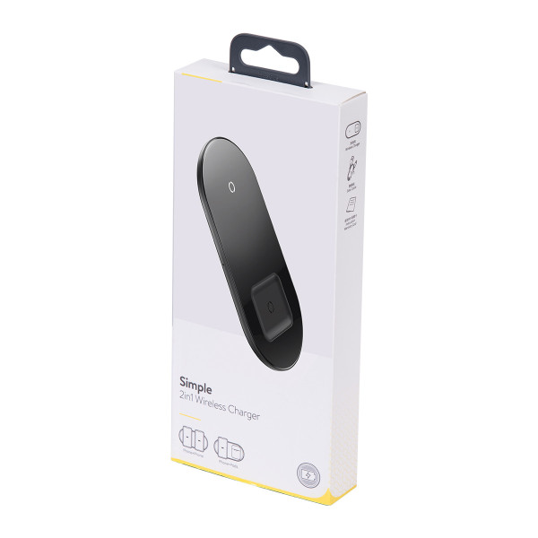 Бездротовий зарядний пристрій Baseus Simple Wireless Charger 18W Max 2в1 (Black)