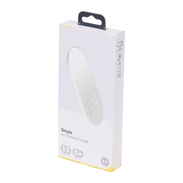 Бездротовий зарядний пристрій Baseus Simple Wireless Charger 18W Max 2в1 (White)