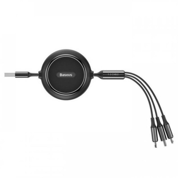 Кабель Baseus Golden Loop Three-in-One Elastic USB-microUSB/Lightning/USB Type-C, 1.2м Black