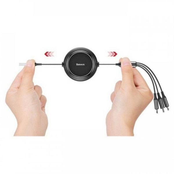 Кабель Baseus Golden Loop Three-in-One Elastic USB-microUSB/Lightning/USB Type-C, 1.2м Black