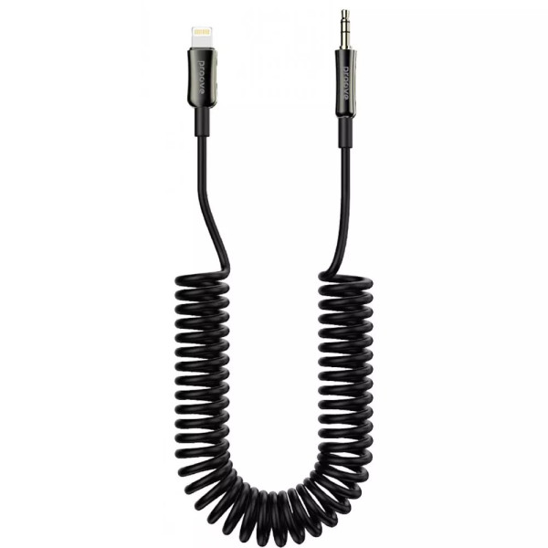 Кабель AUX Proove Steel Spring Lightning to 3.5 (1m) (Black)