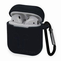 Чехол для Airpods LOGO с карабином Black
