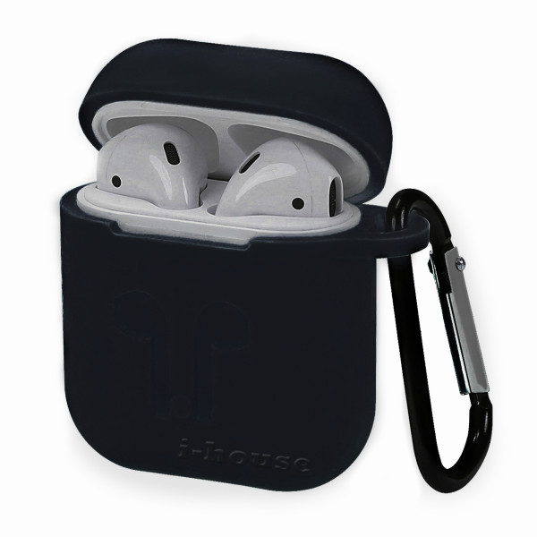 Чехол для Airpods LOGO с карабином Black