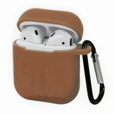 Чохол для Airpods LOGO з карабіном Brown