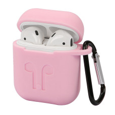 Чохол для Airpods LOGO з карабіном Light Piink