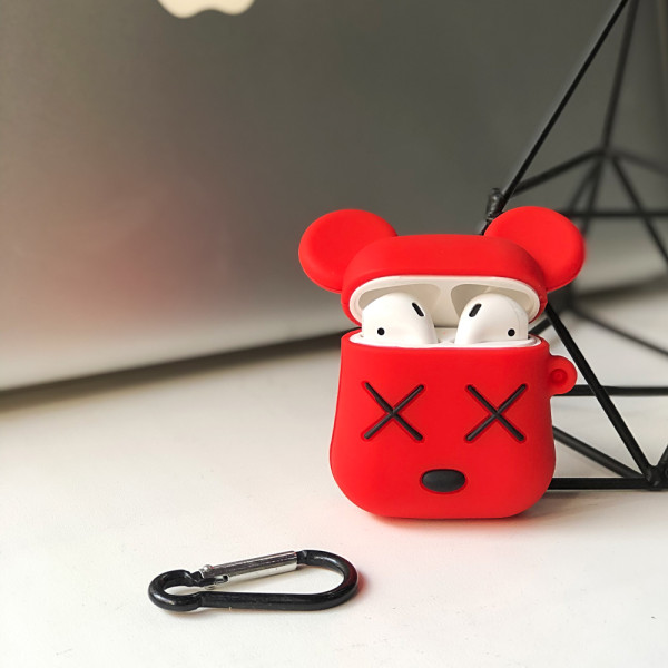 Чехол на AirPods 1/2 silicone case Kaws (Red)