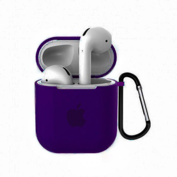 Чохол для AirPods 1/2 Silicone Case with Apple (Ultra Violet)