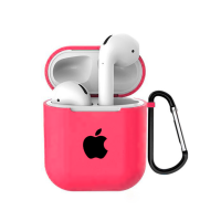 Чохол для AirPods 1/2 Silicone Case with Apple (Coral)