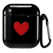 Чохол на AirPods 1/2 Silicone Case Love з карабіном (Black)