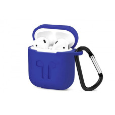 Чохол на AirPods 1/2 LOGO з карабіном Royal Blue