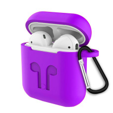 Чохол на AirPods 1/2 LOGO з карабіном Purple