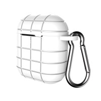 Чехол на AirPods 1/2 Silicone Case Grid (White)