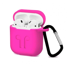 Чохол на AirPods 1/2 LOGO з карабіном (Magenta)