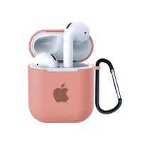 Чохол для AirPods 1/2 Silicone Case with Apple (Flamingo)
