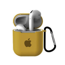 Чохол для AirPods 1/2 Silicone Case with Apple (Gold)