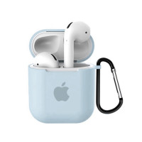 Чехол для AirPods 1 / 2 Silicone Case with Apple (Mint)