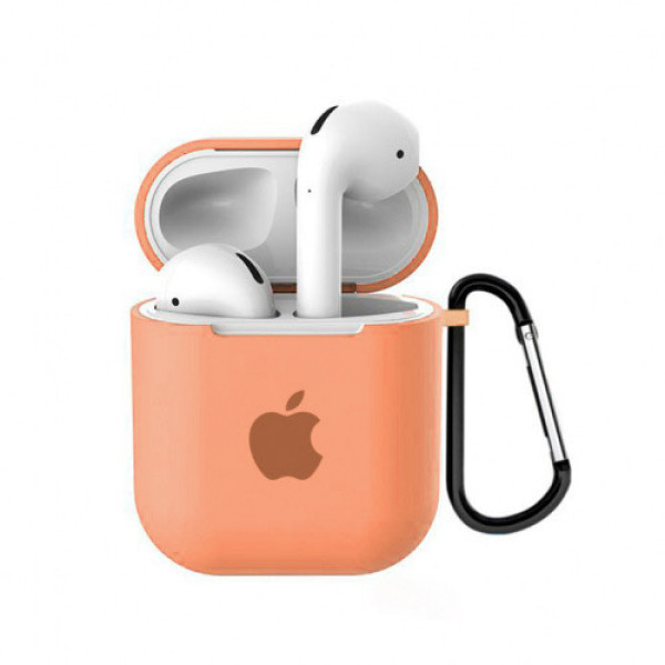 Чехол для AirPods 1 / 2 Silicone Case with Apple (Papaya)