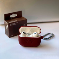 Чехол для AirPods Pro Silicone Logo с карабином (Burgundy)