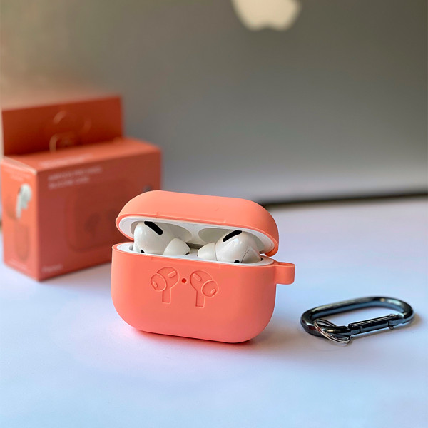 Чехол для AirPods Pro Silicone Logo с карабином (Flamingo)