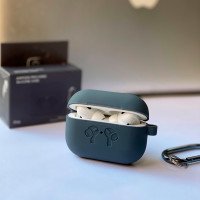 Чехол для AirPods Pro Silicone Logo с карабином (Gray)