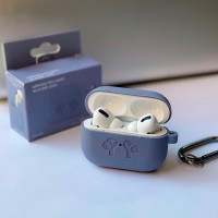 Чехол для AirPods Pro Silicone Logo с карабином (Lavender Gray)