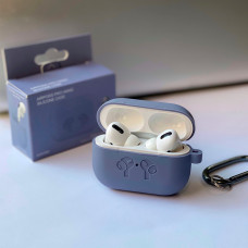 Чохол для AirPods Pro Silicone Logo з карабіном (Lavender Gray)