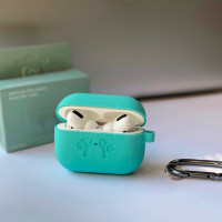 Чехол для AirPods Pro Silicone Logo с карабином (Sea Blue)