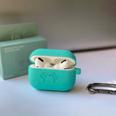 Чохол для AirPods Pro Silicone Logo з карабіном (Sea Blue)