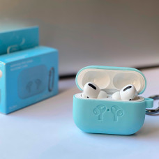 Чохол для AirPods Pro Silicone Logo з карабіном (Sky Blue)