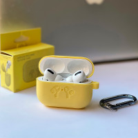 Чехол для AirPods Pro Silicone Logo с карабином (Yellow)