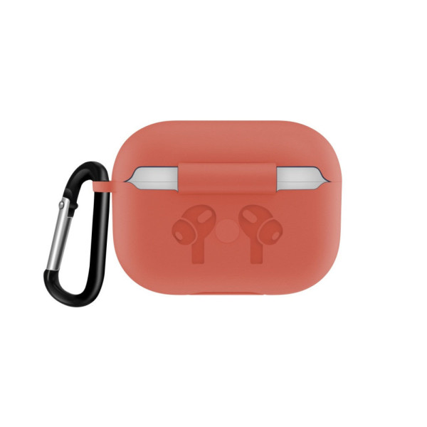 Чехол для AirPods Pro Silicone Logo с карабином (Coral)