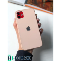 Чехол Glass Pastel color Logo для iPhone 11 (Pink Sand)