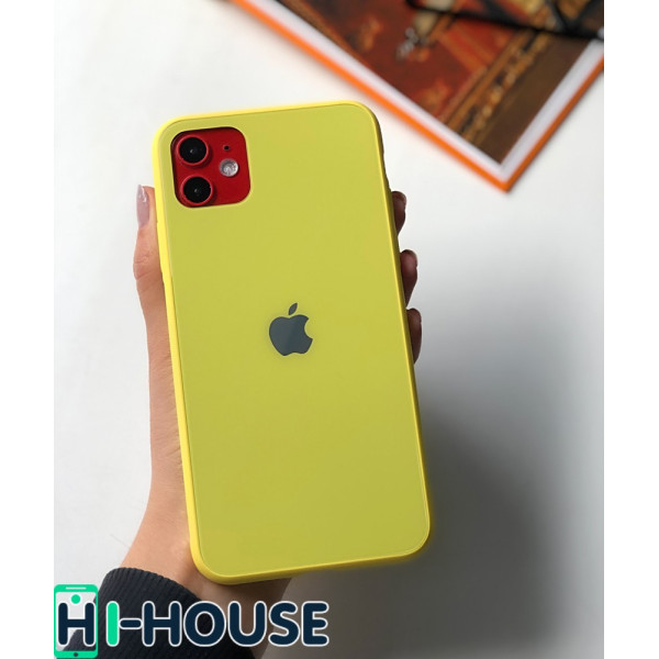 Чохол Glass Pastel color Logo для iPhone 11 (Yellow)