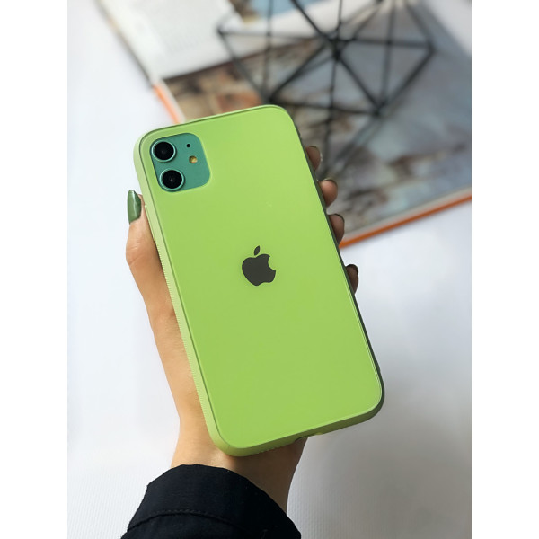 Чехол Glass Pastel color Logo для iPhone 11 (Mint)