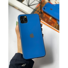 Чехол Glass Pastel color Logo для iPhone 11 Pro Max (Blue)