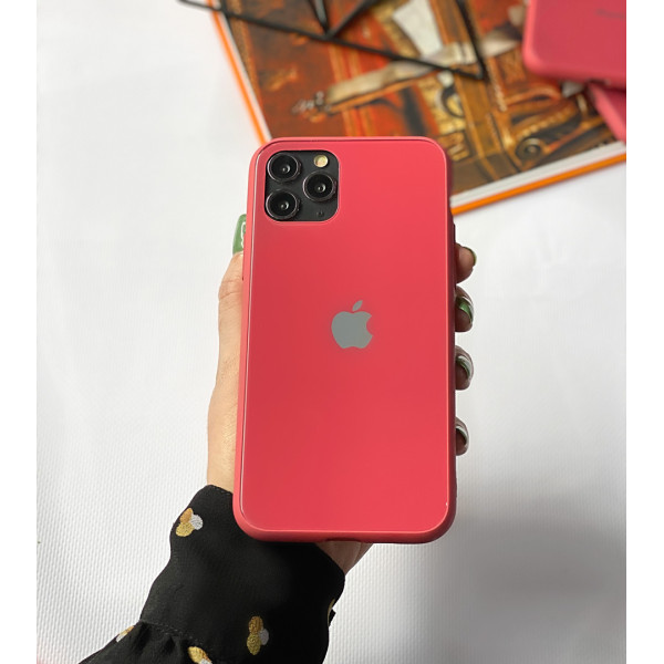 Чехол Glass Pastel color Logo для iPhone 11 Pro (Camellia)