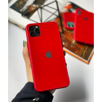 Чехол Glass Pastel color Logo для iPhone 11 Pro Max (Red)